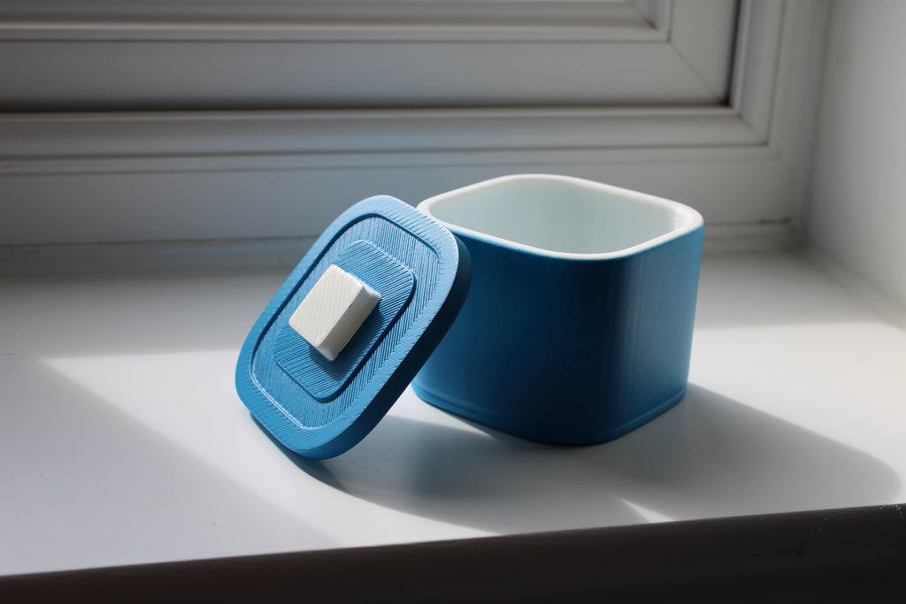 Small Versatile Storage Container Blue and White