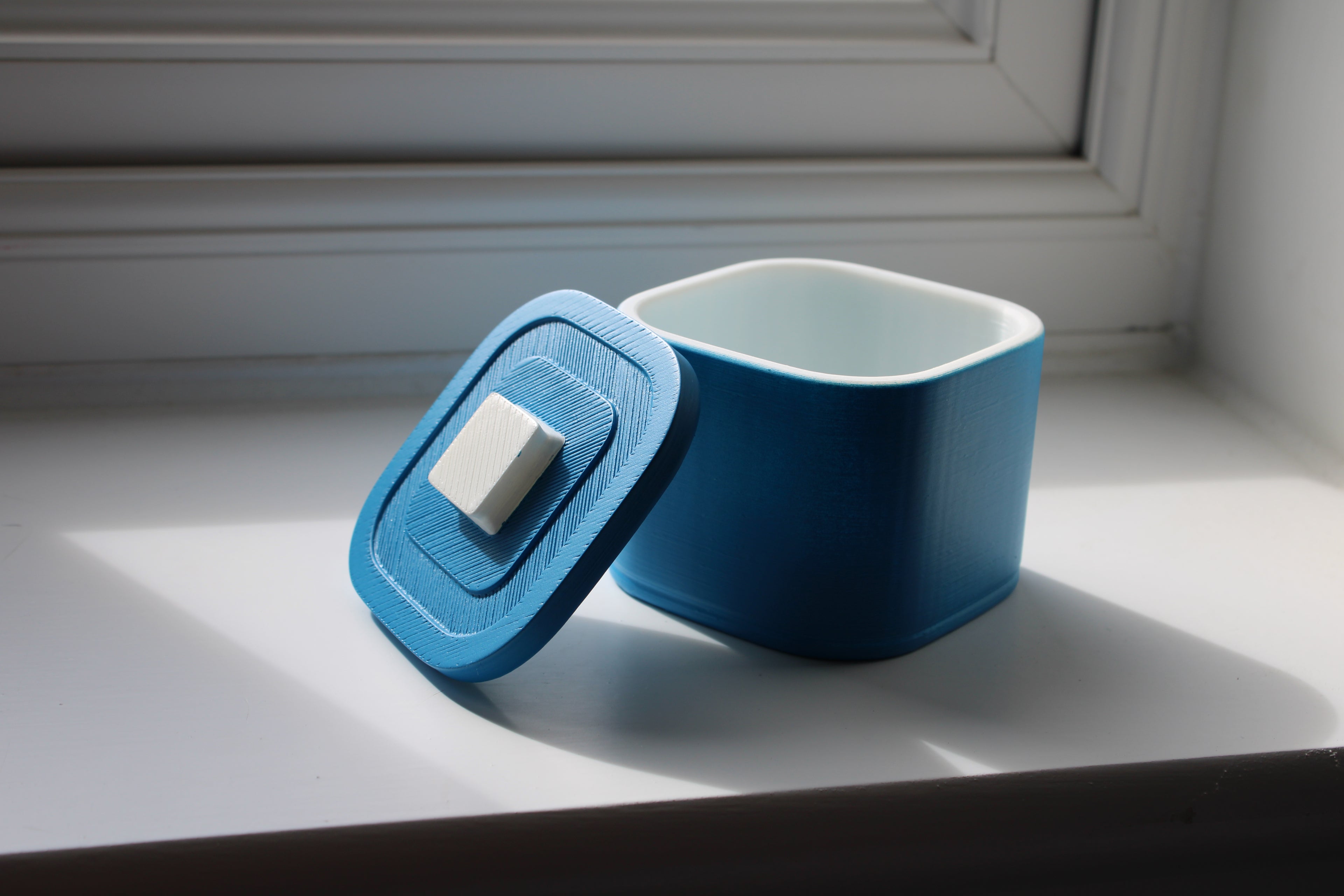 Small Versatile Storage Container Blue and White