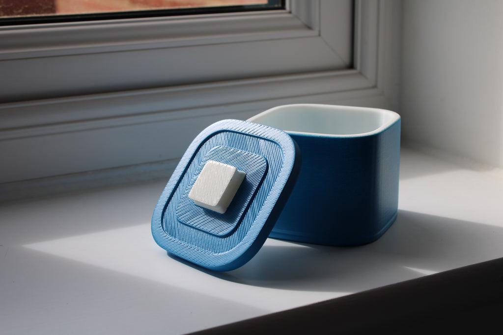 Small Versatile Storage Container Blue and White