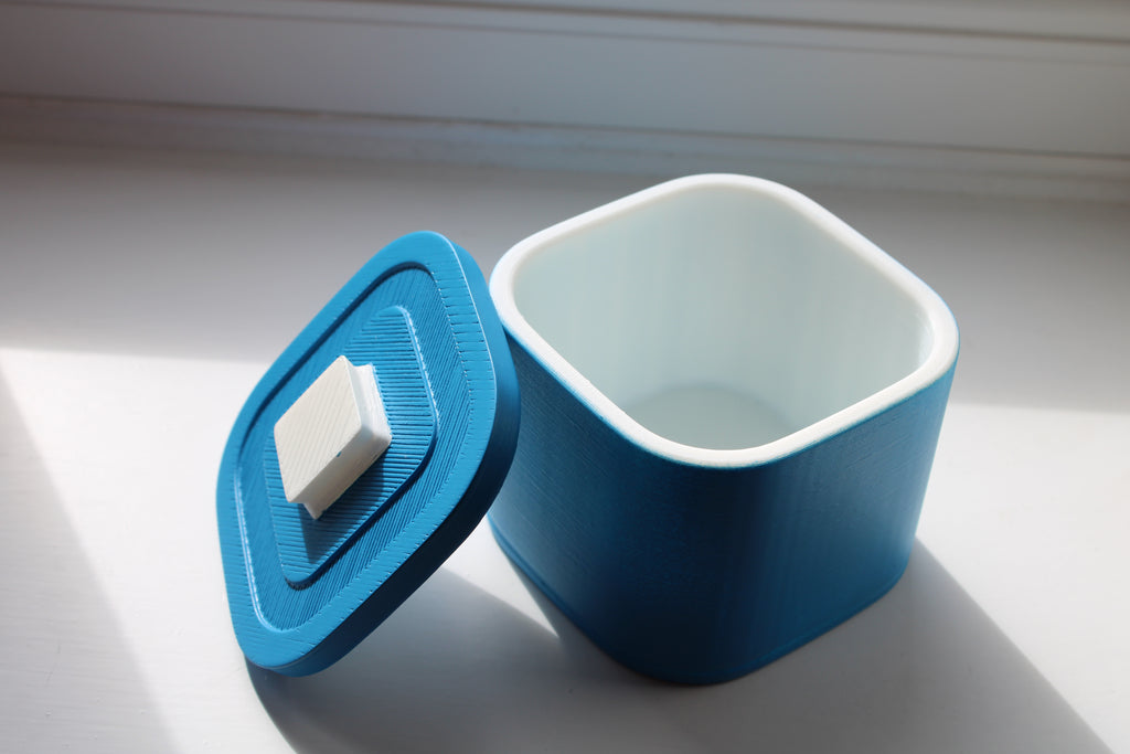 Small Versatile Storage Container Blue and White