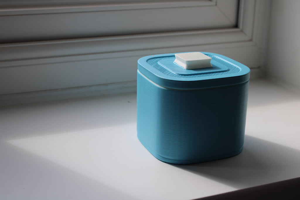 Small Versatile Storage Container Light Blue and White