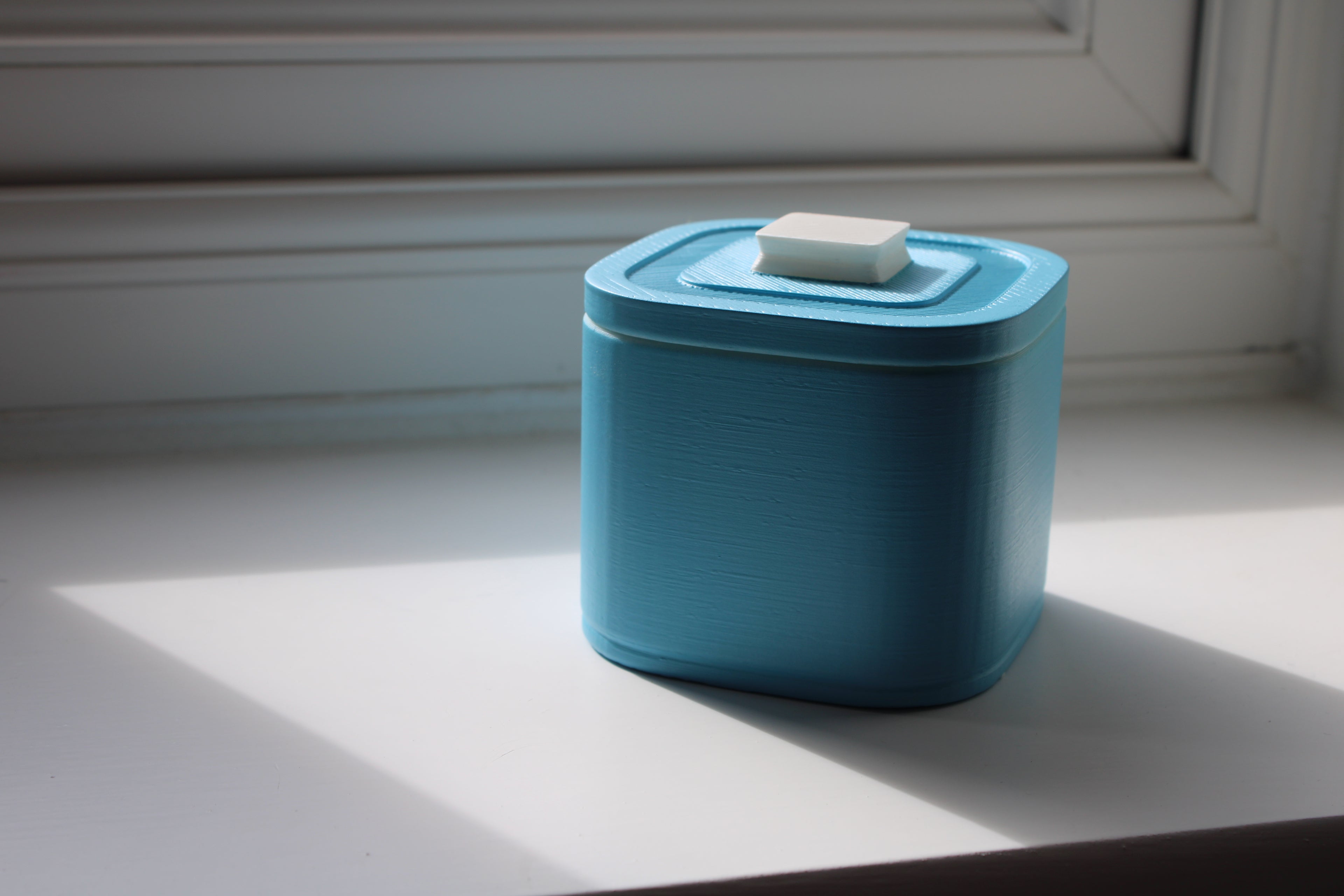 Small Versatile Storage Container Light Blue and White