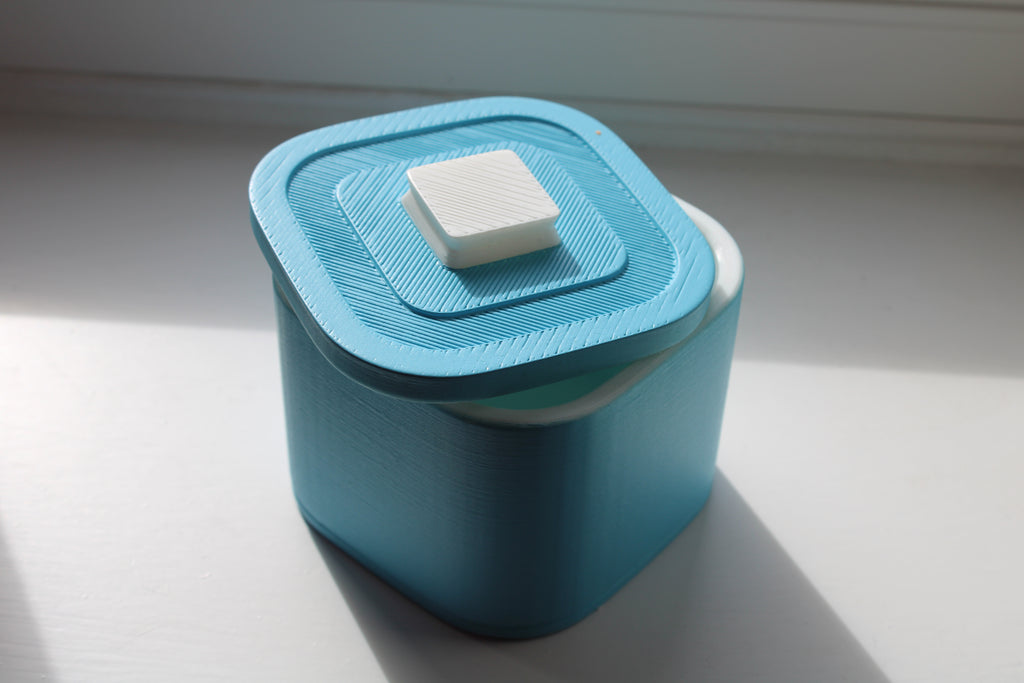 Small Versatile Storage Container Light Blue and White