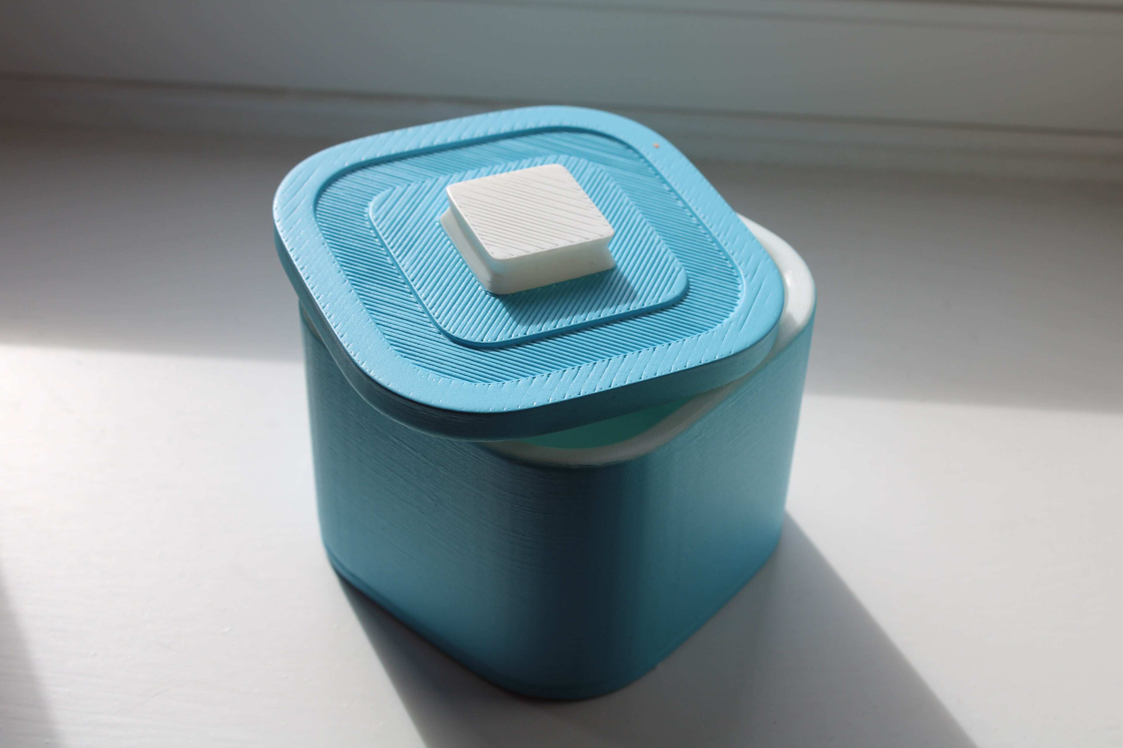 Small Versatile Storage Container Light Blue and White