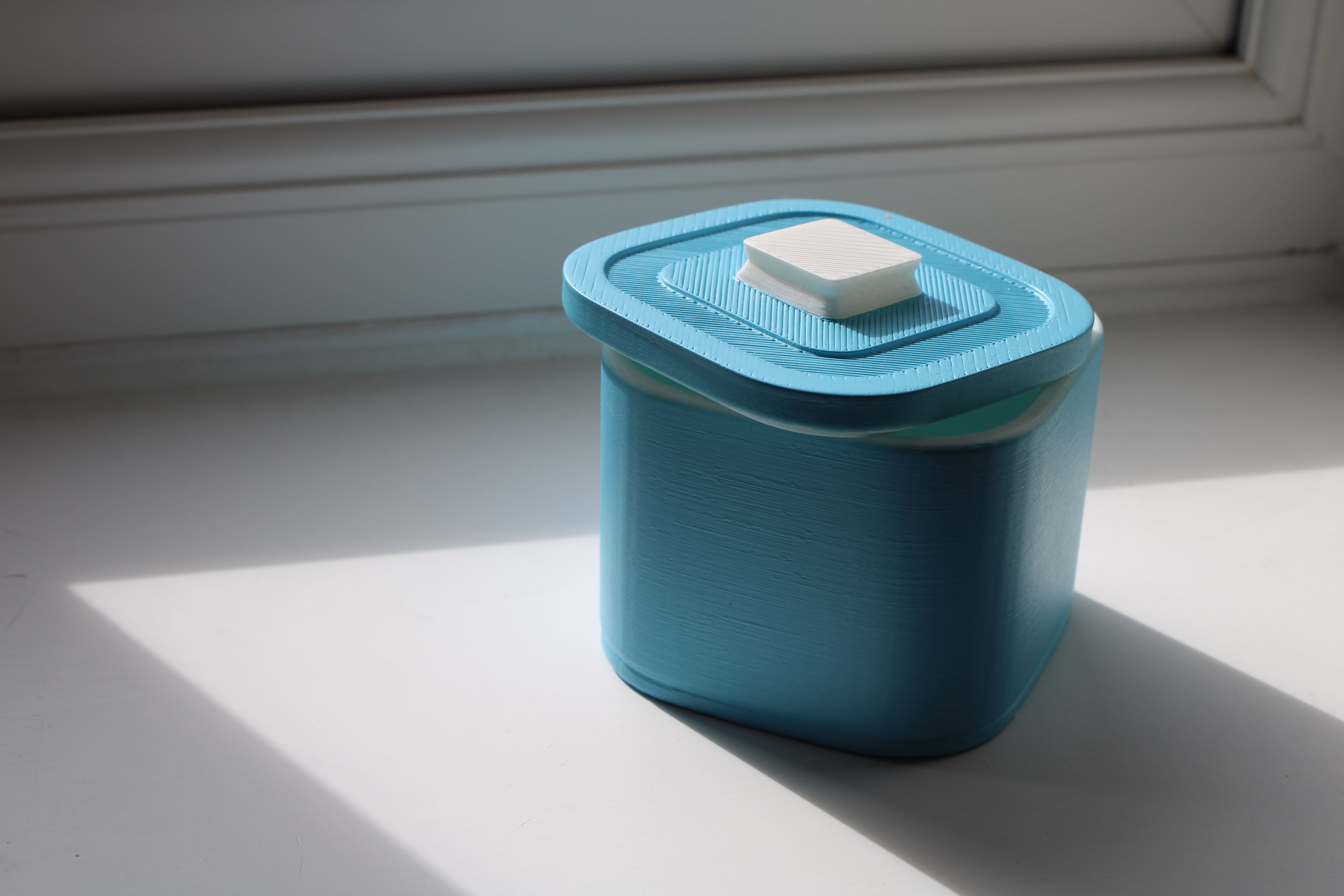 Small Versatile Storage Container Light Blue and White