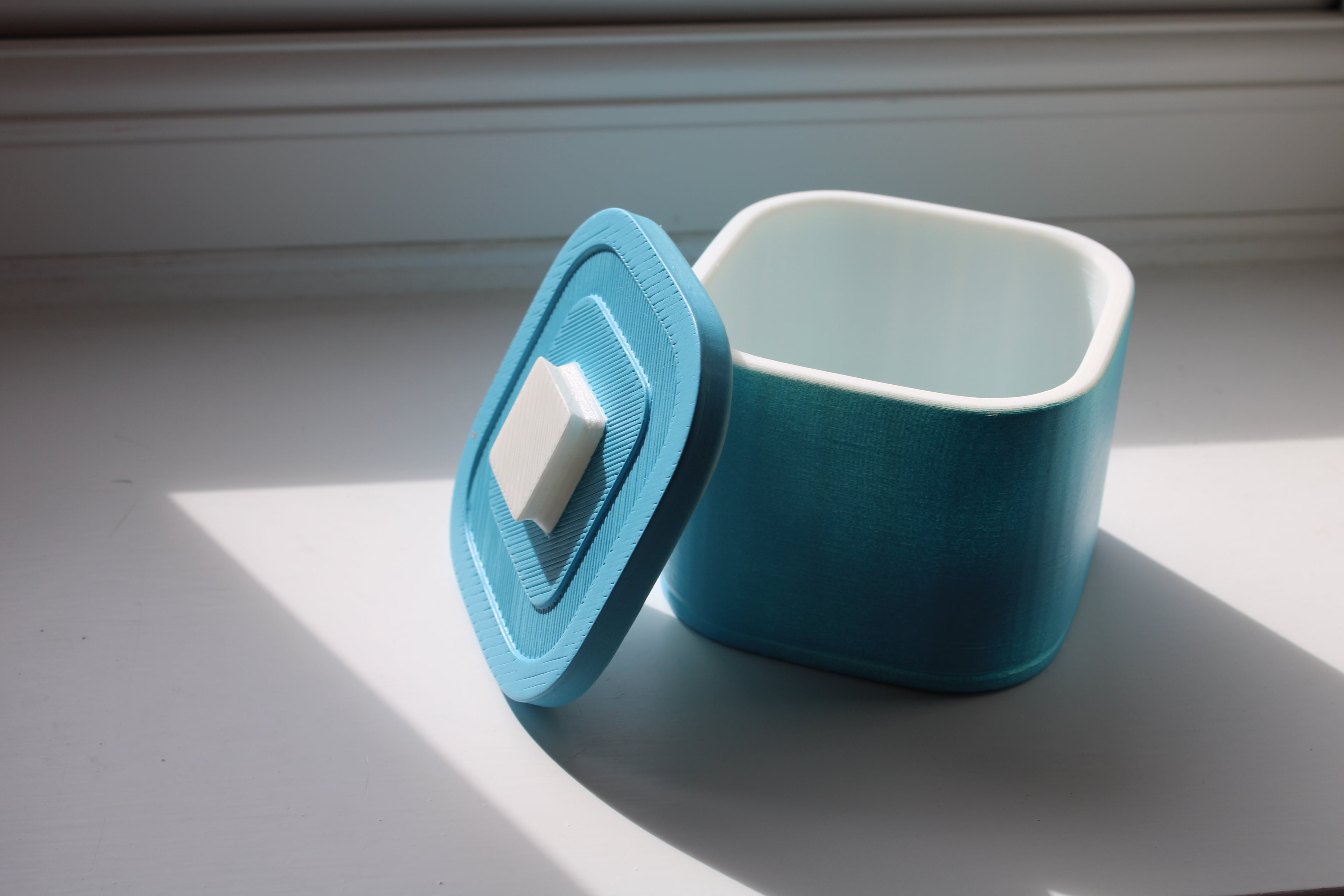 Small Versatile Storage Container Light Blue and White