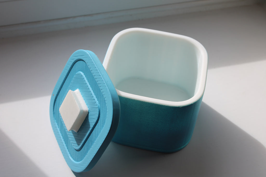 Small Versatile Storage Container Light Blue and White