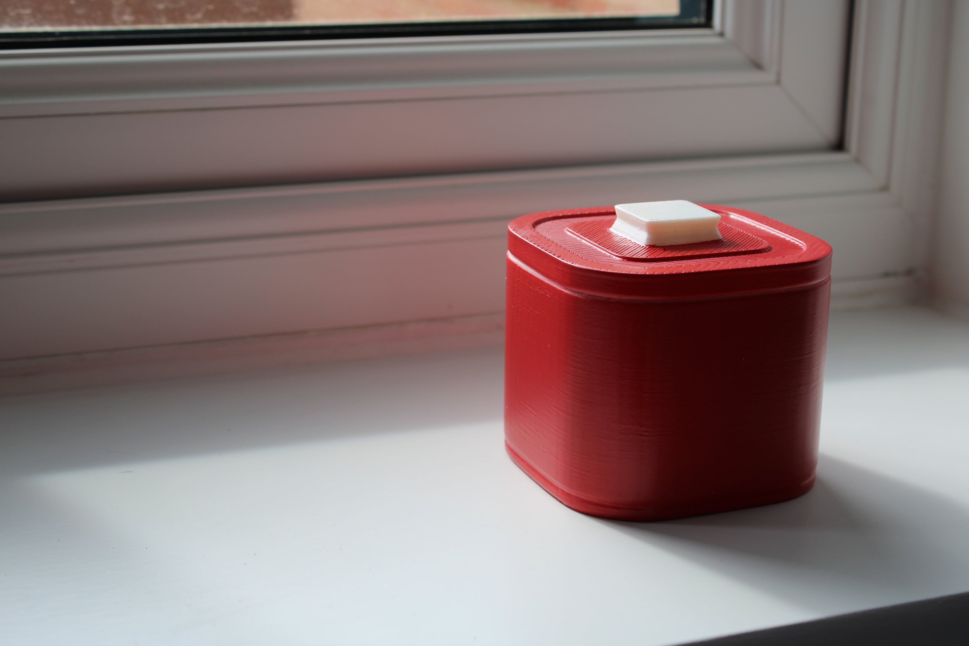 Small Versatile Storage Container Shiny Red and White