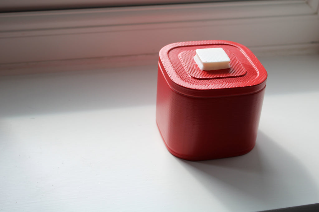 Small Versatile Storage Container Shiny Red and White