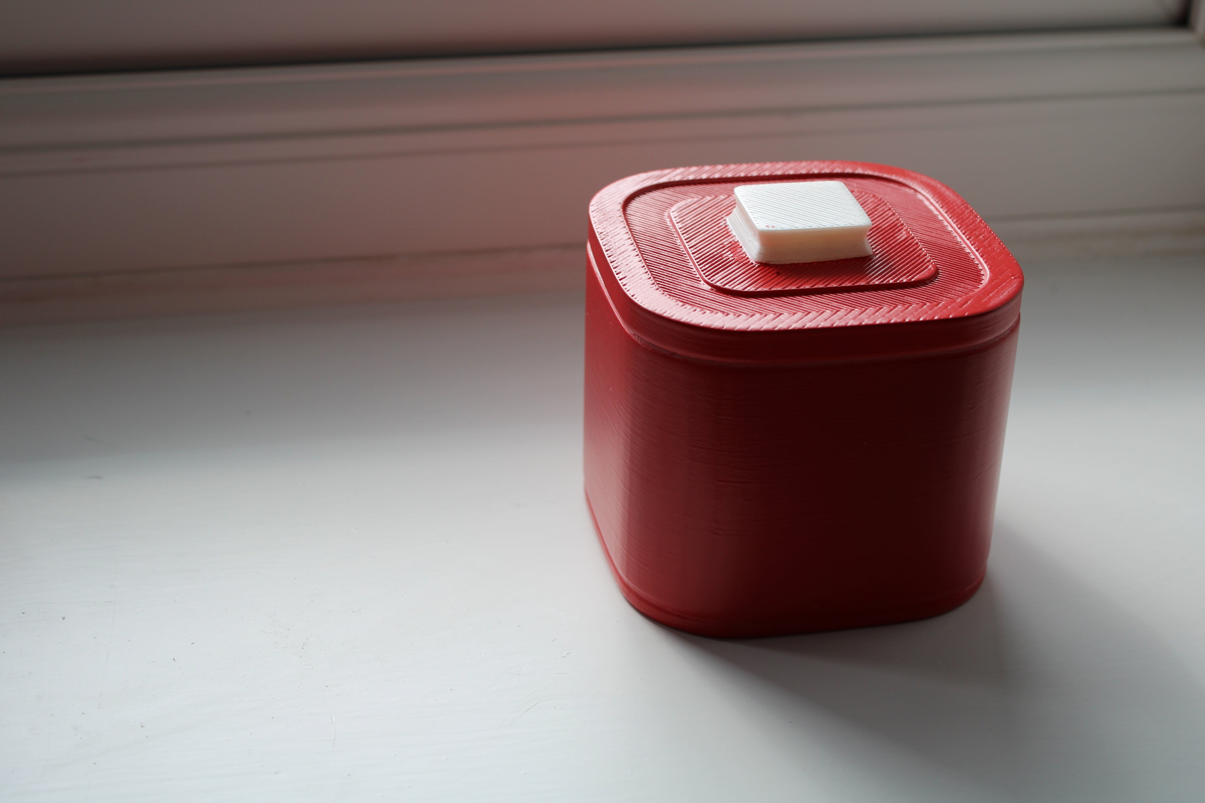 Small Versatile Storage Container Shiny Red and White