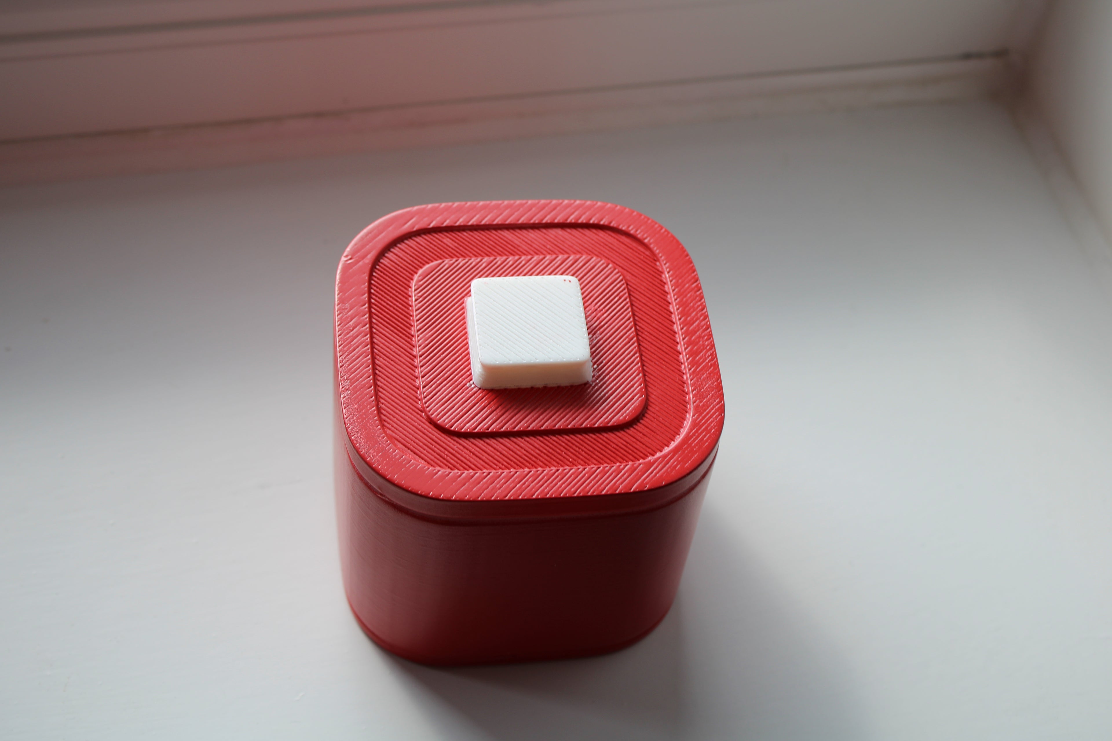 Small Versatile Storage Container Shiny Red and White