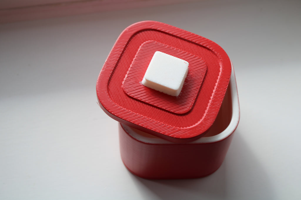 Small Versatile Storage Container Shiny Red and White