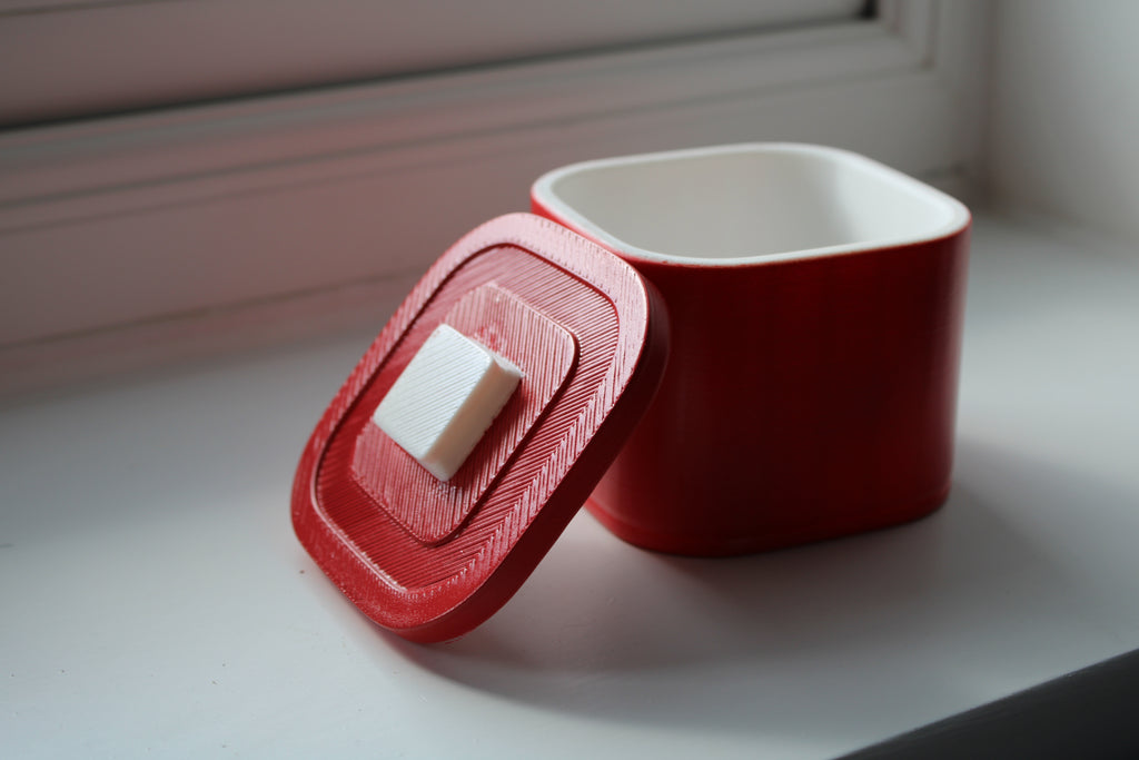 Small Versatile Storage Container Shiny Red and White