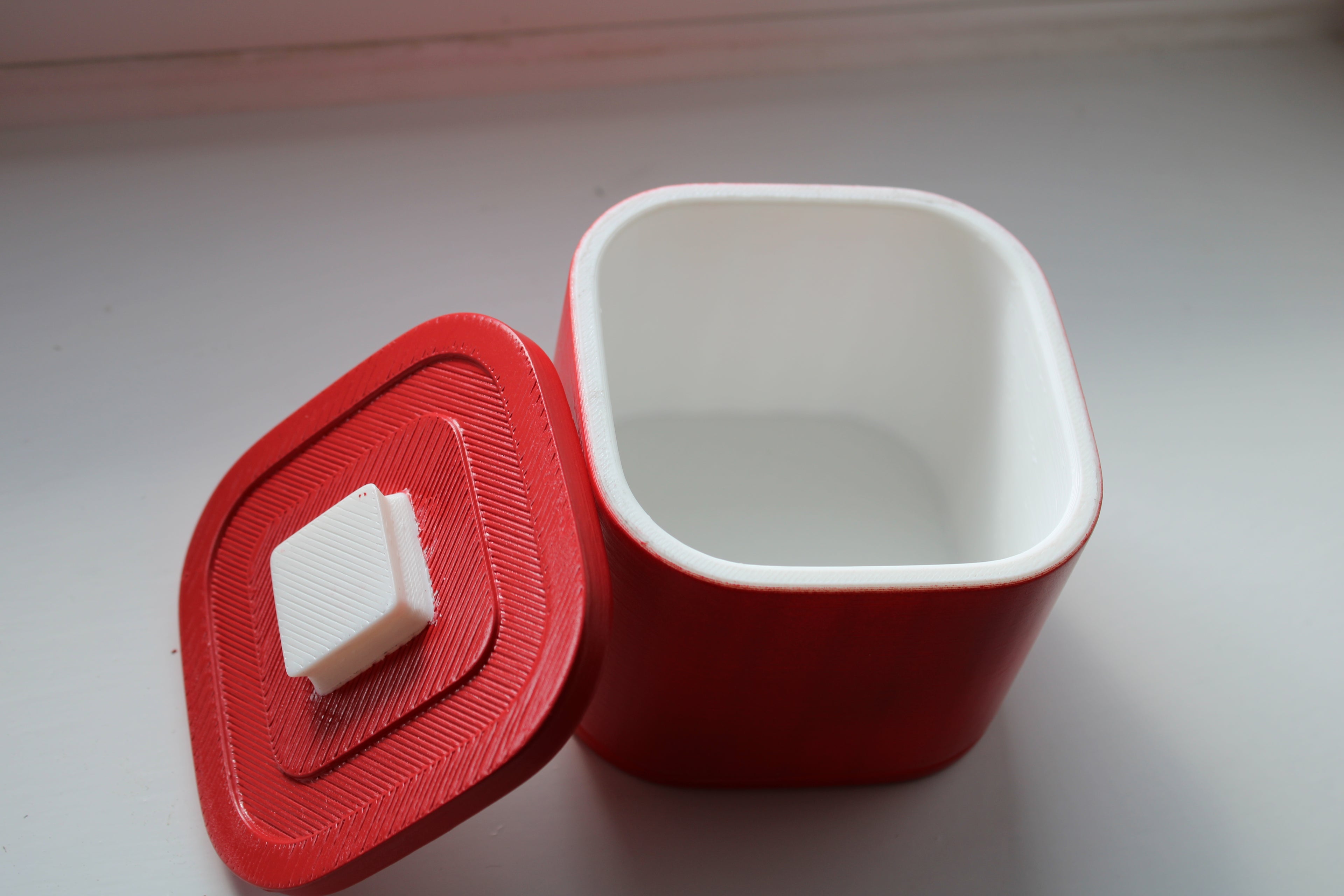 Small Versatile Storage Container Shiny Red and White