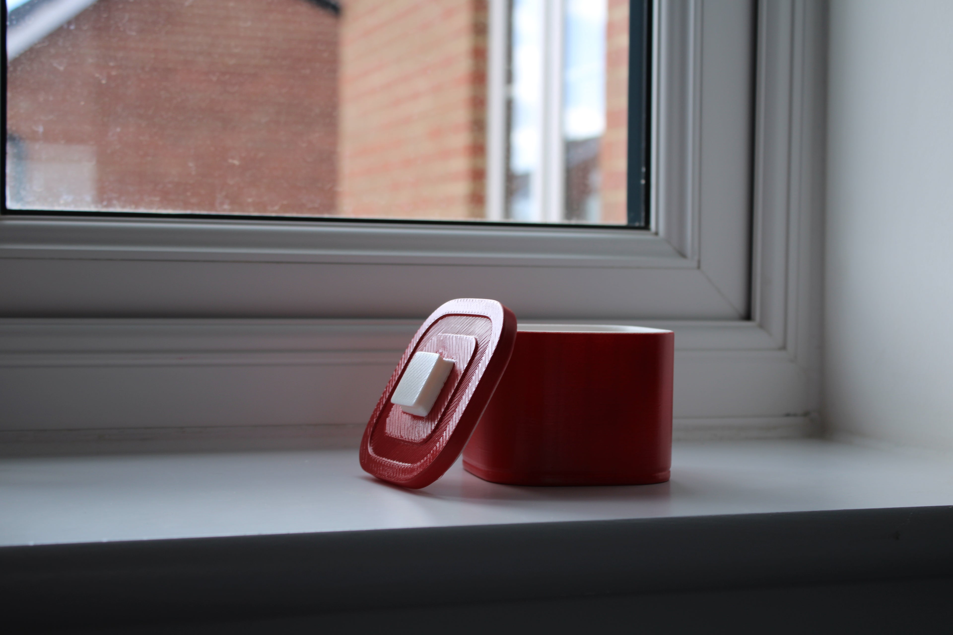 Small Versatile Storage Container Shiny Red and White