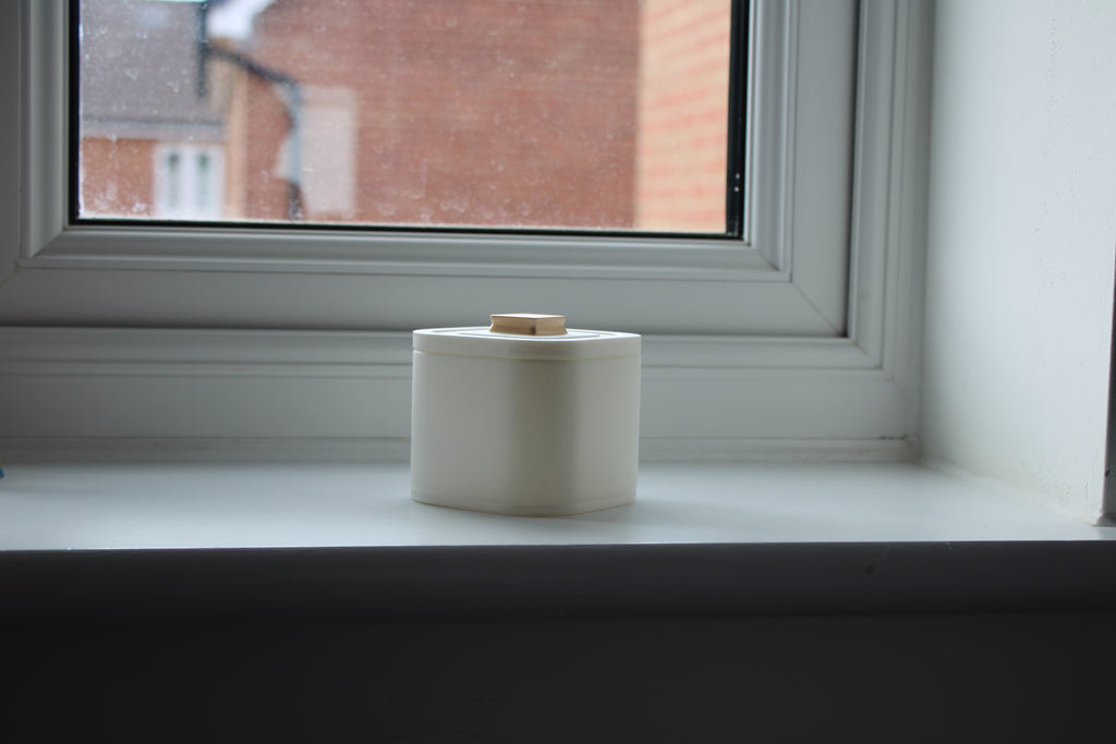 Small Versatile Storage Container Light White And Gold