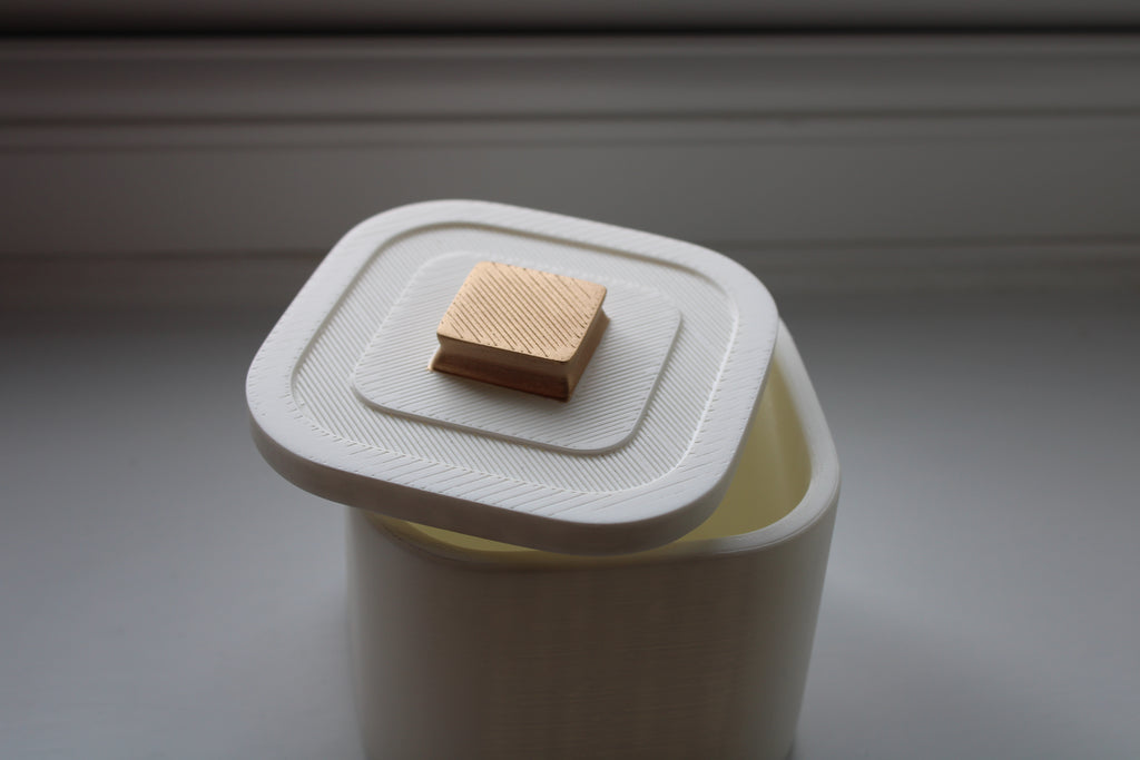 Small Versatile Storage Container Light White And Gold
