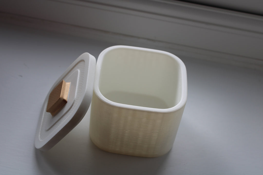 Small Versatile Storage Container Light White And Gold