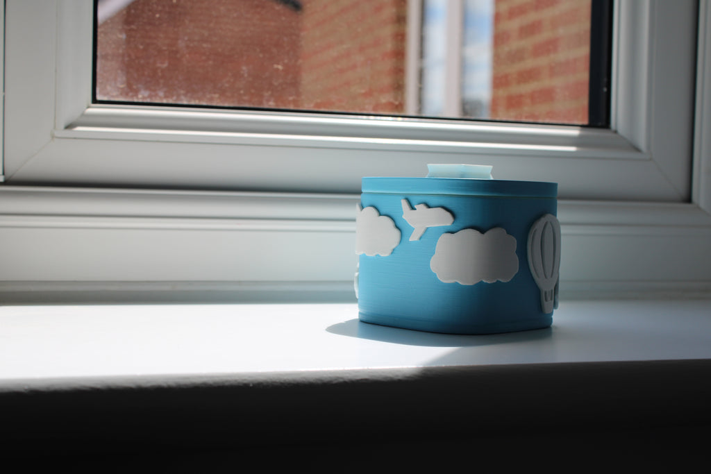 Small Versatile Storage Container Blue and White Clouds