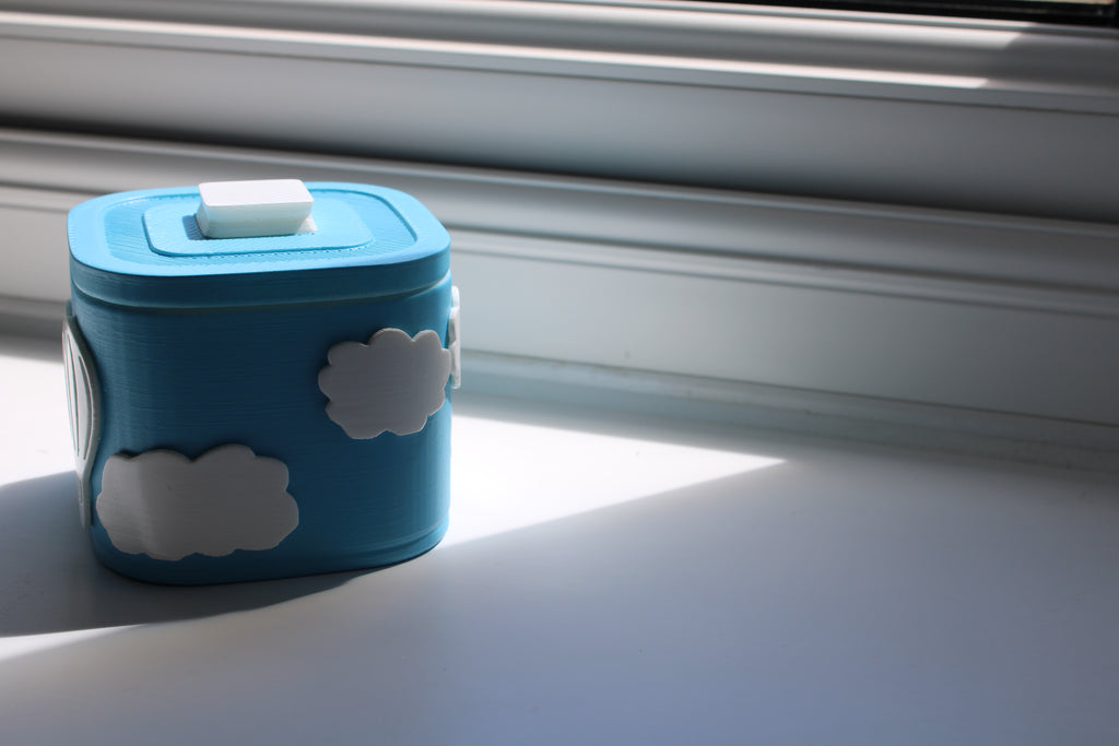 Small Versatile Storage Container Blue and White Clouds