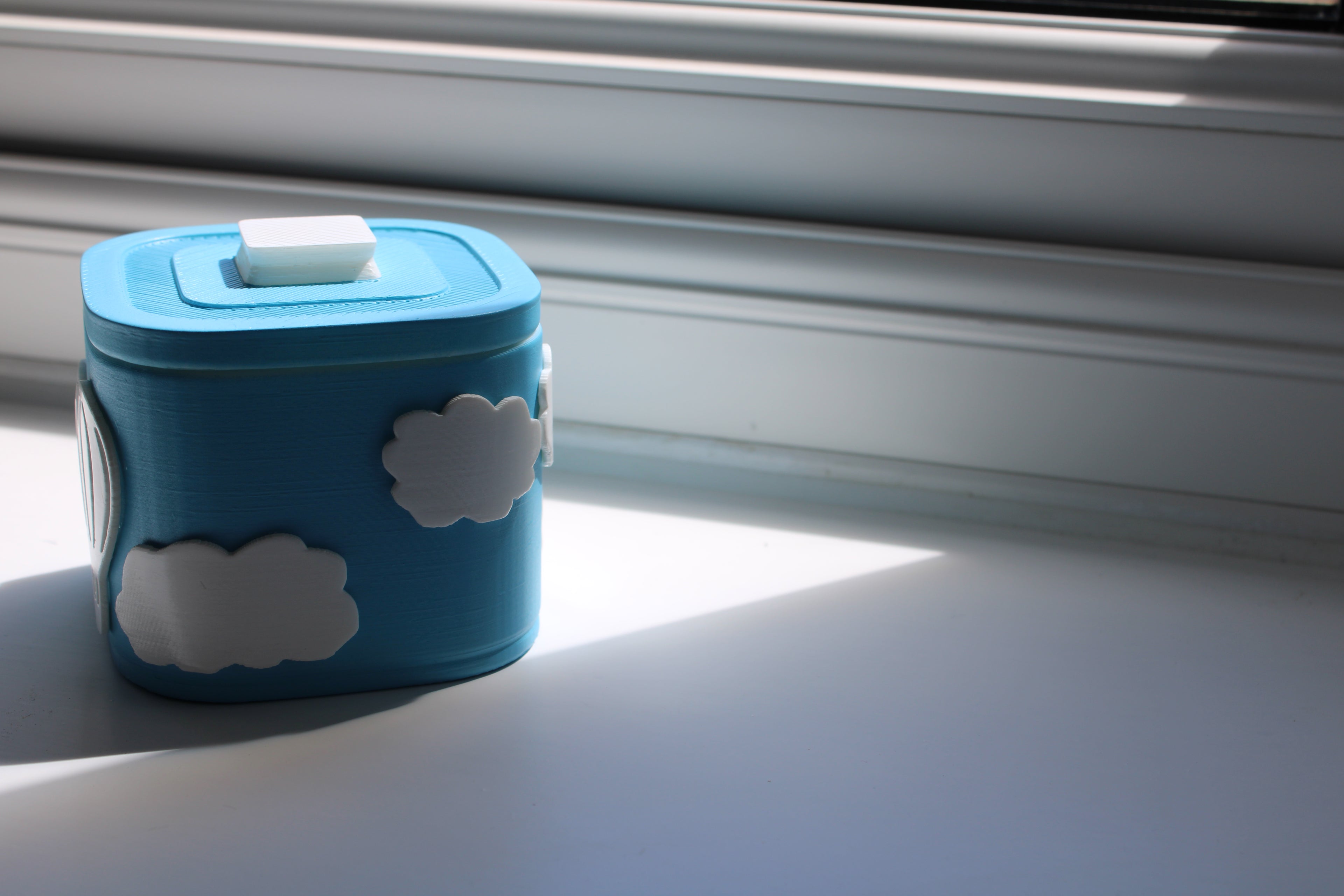 Small Versatile Storage Container Blue and White Clouds