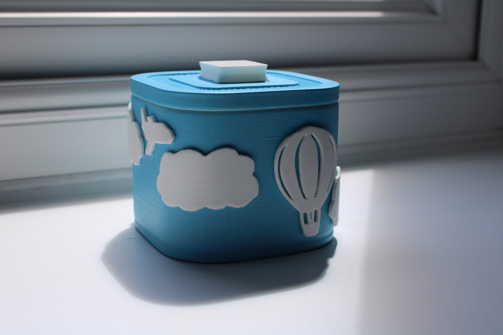 Small Versatile Storage Container Blue and White Clouds