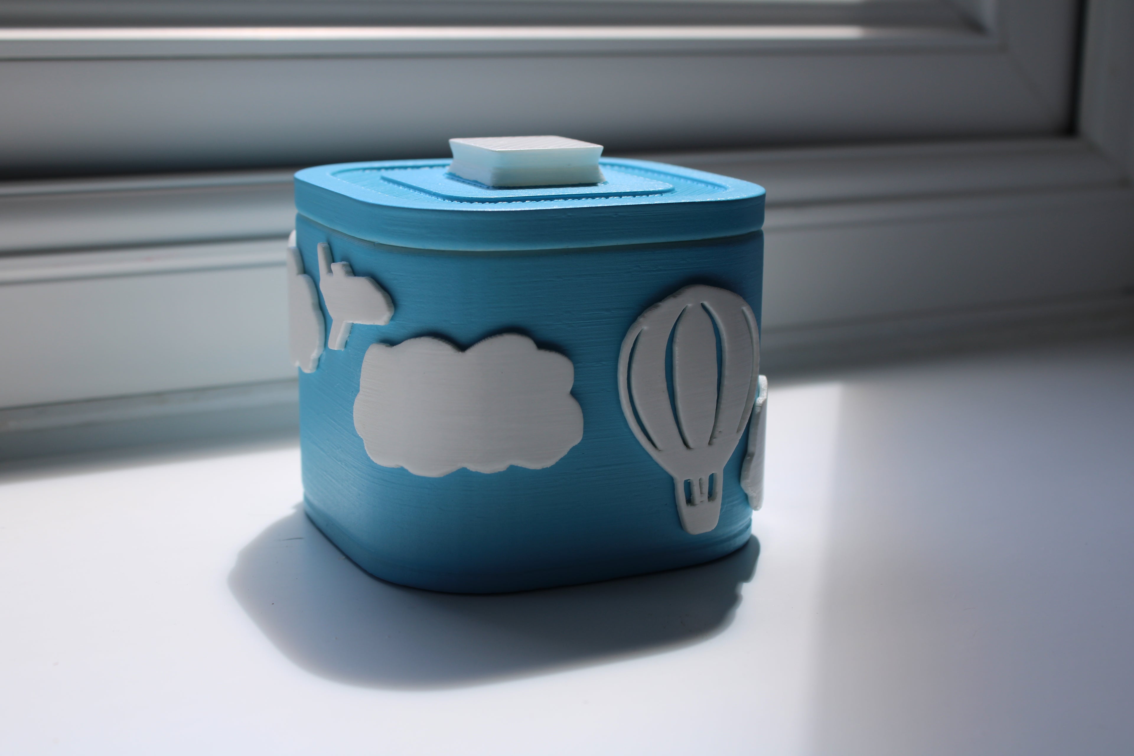 Small Versatile Storage Container Blue and White Clouds