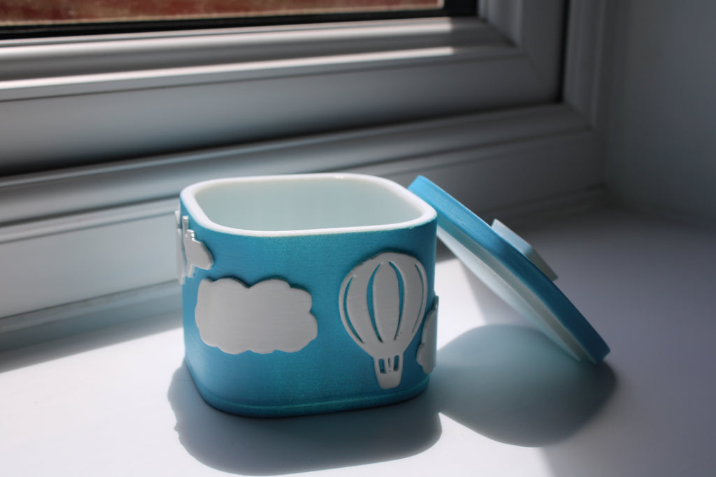 Small Versatile Storage Container Blue and White Clouds